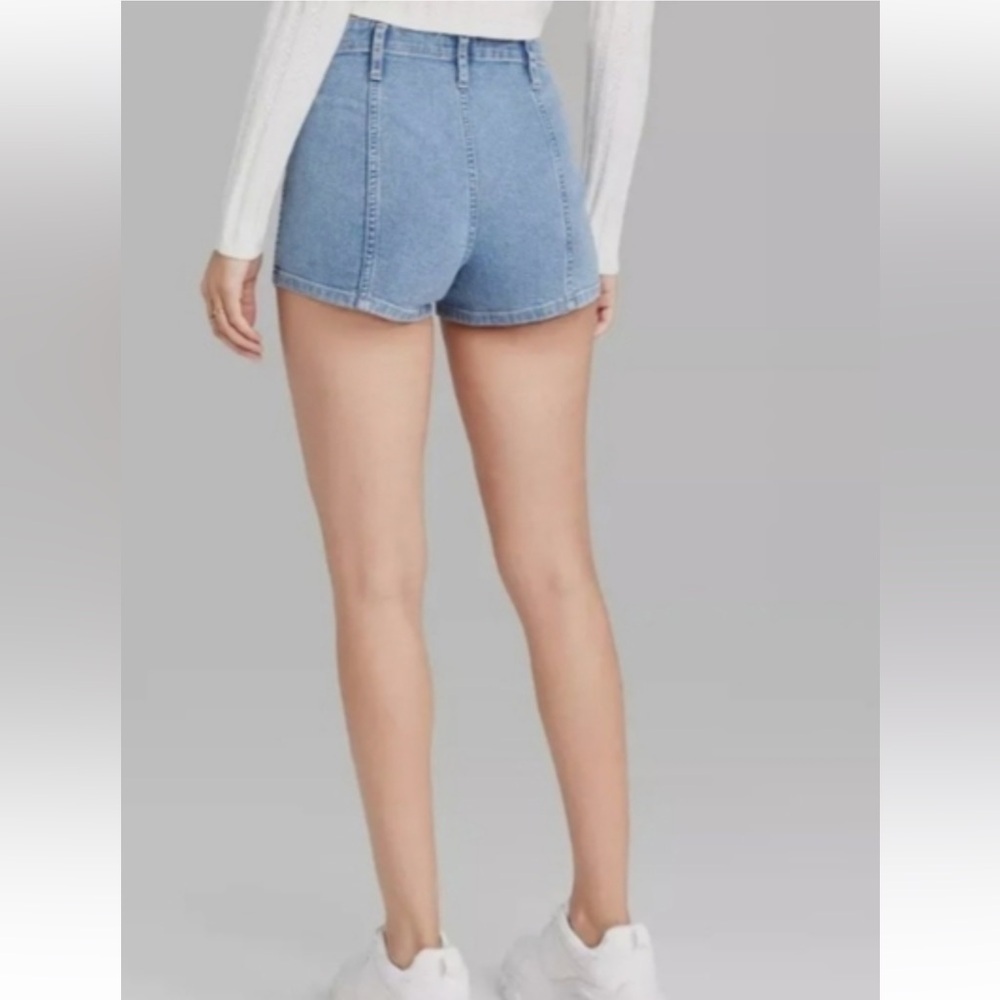 NEW Wild Fable Super High Rise Stretch Jean Shorts French Seam Detail Size 16 - Picture 5 of 12
